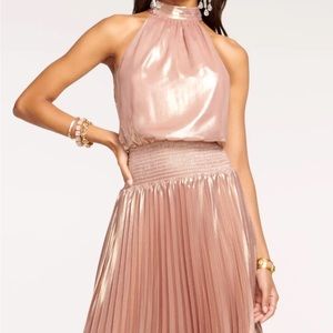 Ramy Brook Olana High Neck Midi Dress, Pink Size 4
